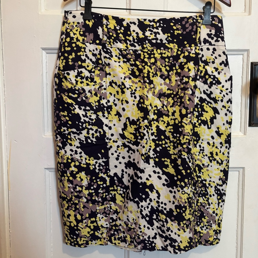 Fenn Wright Manson Linen Print Pencil Skirt Size 10 Lined with pockets